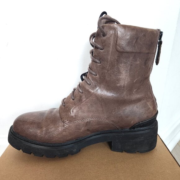 FRYE Allison Leather Combat Boots Lace-up Back Zip Brown Sz 8 - Picture 5 of 10